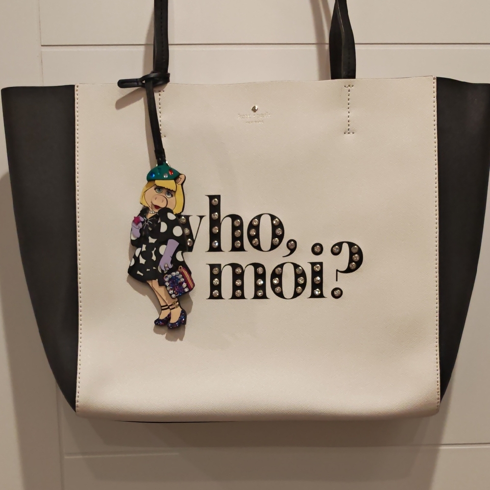 Kate Spade Black and Cream Tote with Graphic Design